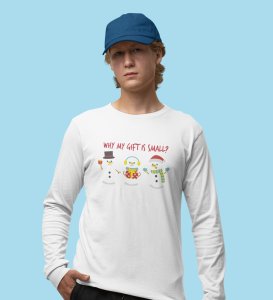 Snowman Talks: Cute DesignerFull Sleeve T-shirt White Best Gift For Boys Girls