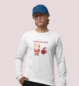 Cranky Little Santa: Funny DesignerFull Sleeve T-shirt White Best Gift For Boys Girls