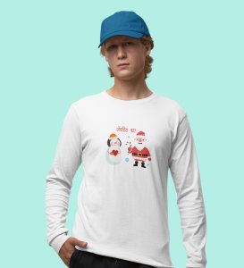 Santa's Lovestory: Romantic DesignerFull Sleeve T-shirt White Amazing Gift For Boys Girls