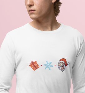 Gift + Winter = Santa: Unique DesignedFull Sleeve T-shirt White Best Gift For Christmas Eve