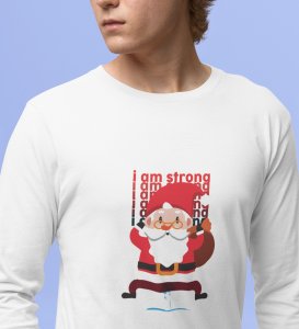 Angry Young Santa: Cute Santa DesignedFull Sleeve T-shirt White Unique Gift For Secret Santa
