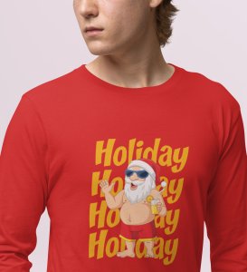 Santa On VactionFull Sleeve T-shirt: Exclusive Gift For Boys GirlsRed Cool SantaFull Sleeve T-shirt, A Perfect Gift For Secret Santa