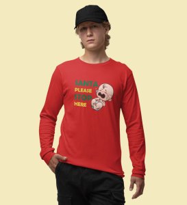 Baby Tears Over Santa: Red Elegantly designedFull Sleeve T-shirt, Best Gift For Boys Girls