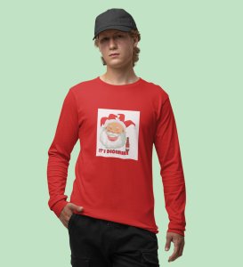 Drunkard Santa : Amazingly DesignedFull Sleeve T-shirt Red Best Gift For Christmas Celebration