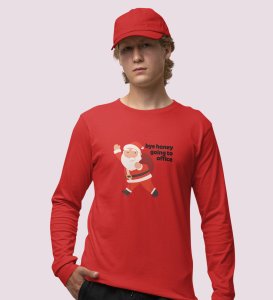 Employed Santa: Best DesignerFull Sleeve T-shirt Red Best Gift For Secret Santa