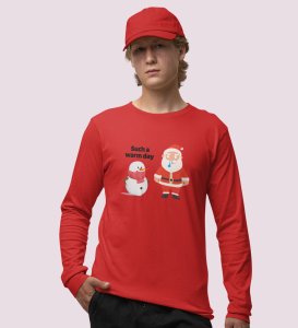 Sneezy Santa: Funny & Cute DesignerFull Sleeve T-shirt Red Perfect Gift For Secret Santa