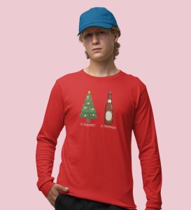 Christmas Cheer Later Chilled Beer: Humorously DesignedFull Sleeve T-shirt Red Perfect Gift For Secret Santa