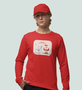 Snowman Chatters: Funny DesignedFull Sleeve T-shirt Red Best Gift For Boys Girls