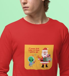 Santa & Alien's Talk: Best DesignerFull Sleeve T-shirt Red Best Gift For Boys Girls