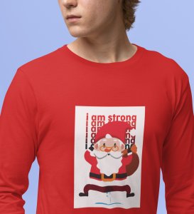 Angry Young Santa: Cute Santa DesignedFull Sleeve T-shirt Red Unique Gift For Secret Santa