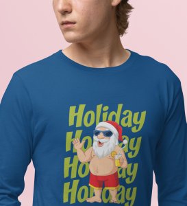 Santa On VactionFull Sleeve T-shirt: Exclusive Gift For Boys GirlsBlue Cool SantaFull Sleeve T-shirt, A Perfect Gift For Secret Santa