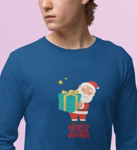 Gift Man Santa: Perfectly DesignedFull Sleeve T-shirt Blue Best Gift For Boys Girls