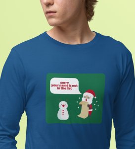 Prankster Santa: Funny DesignerFull Sleeve T-shirt Blue Perfect Gift For Secret Santa