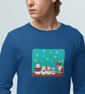 Santa's Squad: Cute DesignedFull Sleeve T-shirt Blue Perfect Gift For kids