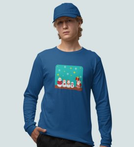 Santa's Squad: Cute DesignedFull Sleeve T-shirt Blue Perfect Gift For kids