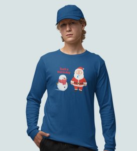 Sneezy Santa: Funny & Cute DesignerFull Sleeve T-shirt Blue Perfect Gift For Secret Santa