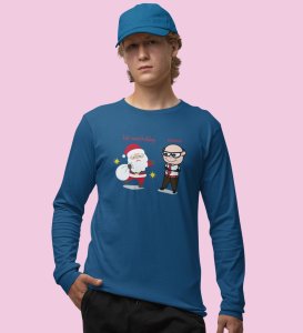 Corporate Santa: Funny DesignedFull Sleeve T-shirt Blue Best Gift For Secret Santa