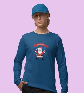 Happiest Santa Ever: Beautifully CraftedFull Sleeve T-shirt Blue Perfect Gift For Kids