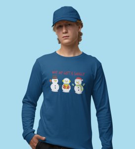 Snowman Talks: Cute DesignerFull Sleeve T-shirt Blue Best Gift For Boys Girls