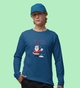 Funny Marathi Santa: Funniest DesignedFull Sleeve T-shirt Ever Blue Unique Gift For Secret Santa