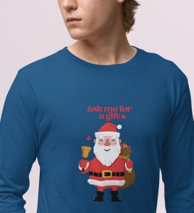 Generous Santa: Elegantly DesignedFull Sleeve T-shirt Blue Best Gift For Boys Girls