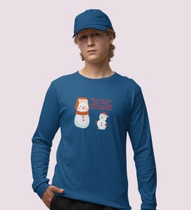 Snowman Sharmaji: Funny DesignerFull Sleeve T-shirt Blue Perfect Gift For Secret Santa