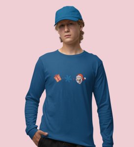 Gift + Winter = Santa: Unique DesignedFull Sleeve T-shirt Blue Best Gift For Christmas Eve