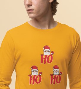 Santas Classic Laugh DesignFull Sleeve T-shirt ,Yellow Christmas Edition PrintedFull Sleeve T-shirt |Best Gift For Friends Family Boys Girls