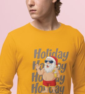 Santa On VactionFull Sleeve T-shirt: Exclusive Gift For Boys GirlsYellow Cool SantaFull Sleeve T-shirt, A Perfect Gift For Secret Santa