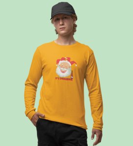 Drunkard Santa : Amazingly DesignedFull Sleeve T-shirt Yellow Best Gift For Christmas Celebration