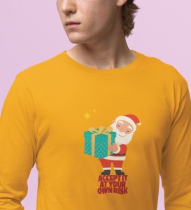 Gift Man Santa: Perfectly DesignedFull Sleeve T-shirt Yellow Best Gift For Boys Girls