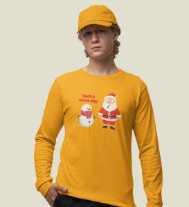 Sneezy Santa: Funny & Cute DesignerFull Sleeve T-shirt Yellow Perfect Gift For Secret Santa