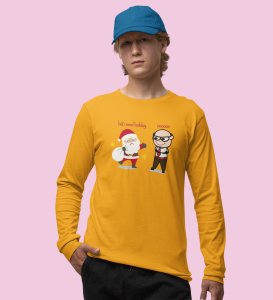Corporate Santa: Funny DesignedFull Sleeve T-shirt Yellow Best Gift For Secret Santa