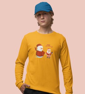 Selfie Santa: Cute DesignerFull Sleeve T-shirt Yellow Elegant Gift For Kids