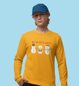 Snowman Talks: Cute DesignerFull Sleeve T-shirt Yellow Best Gift For Boys Girls