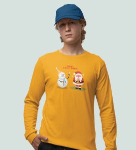 Snowman Chatters: Funny DesignedFull Sleeve T-shirt Yellow Best Gift For Boys Girls