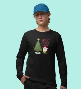 Santa's Secret Santa: Elegantly DesignedFull Sleeve T-shirt Black Perfect Gift For Secret Santa