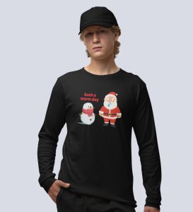 Sneezy Santa: Funny & Cute DesignerFull Sleeve T-shirt Black Perfect Gift For Secret Santa