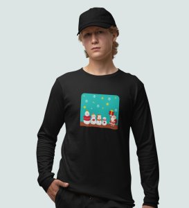 Santa's Squad: Cute DesignedFull Sleeve T-shirt Black Perfect Gift For kids