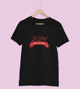 Welcome 2024Black Graphics Printed T-shirt For Mens On New Year Theme Best Gift For New Year