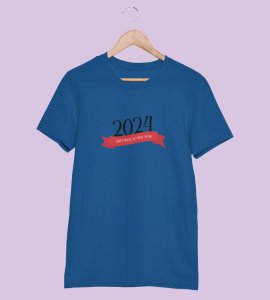 Greetings For New YearBlue New Year Printed T-shirt For Mens
