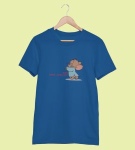 Come Faster 2024 Blue Printed T-shirt For Mens On New Year Theme
