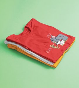 No More 2023 Red New Year Printed T-shirt For Mens
