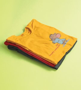 Come Faster 2024 Yellow Printed T-shirt For Mens On New Year Theme