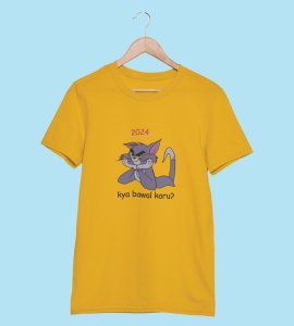 What To Say? Yellow Men Printed T-shirt For Mens Boys