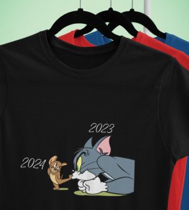 No More 2023 Black New Year Printed T-shirt For Mens