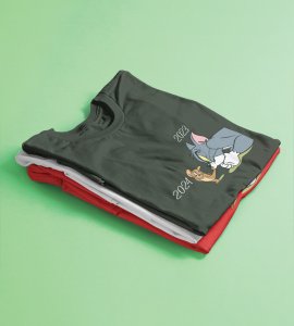 No More 2023 Green New Year Printed T-shirt For Mens