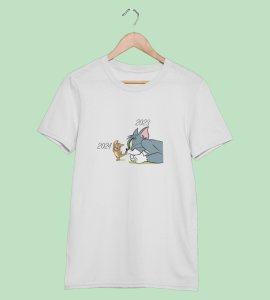 No More 2023 White New Year Printed T-shirt For Mens