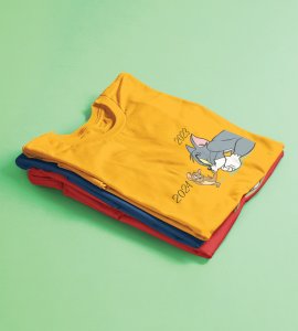 No More 2023 Yellow New Year Printed T-shirt For Mens