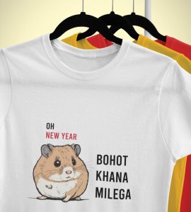 New Year More Food White Printed T-shirt For Mens On New Year Theme Best Gift For New Year